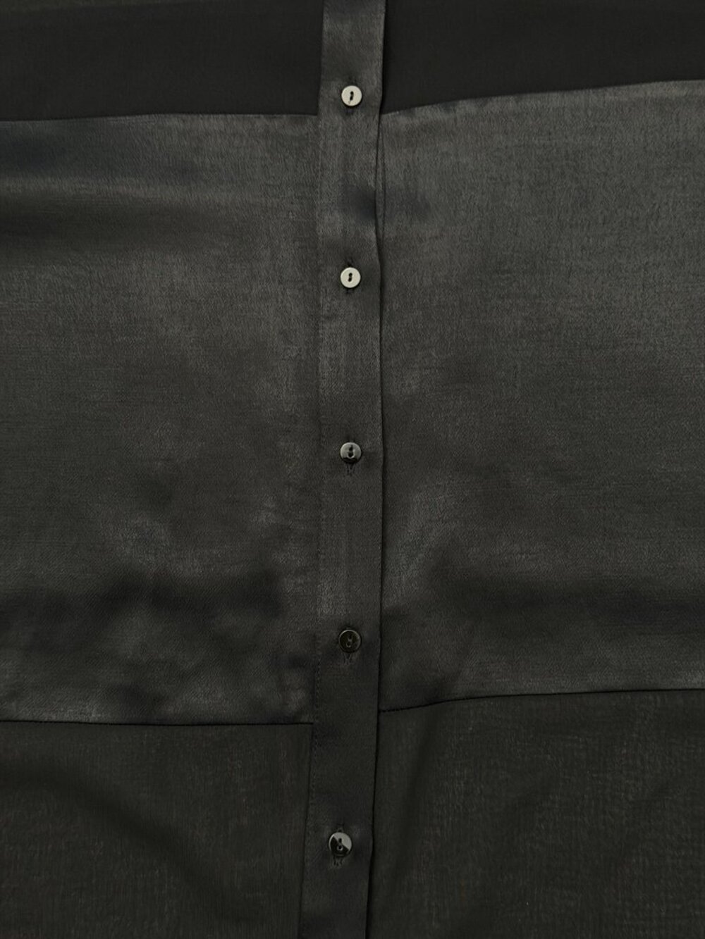 NWOT Zara Woman Mixed Media Semi-Sheer Satin Panel Button Up Long Sleeve Black M - Picture 5 of 15
